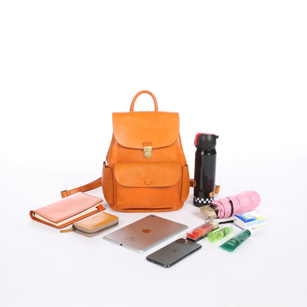 Womens Vintage Leather Backpack Bag Small Rucksack Bag For Women Classic