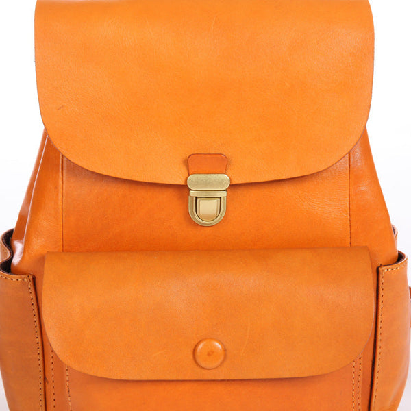 Womens Vintage Leather Backpack Bag Small Rucksack Bag For Women Cute