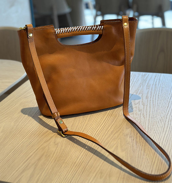 Womens Vintage Leather Satchel Purse Shoulder Bag with Top Handle Gift