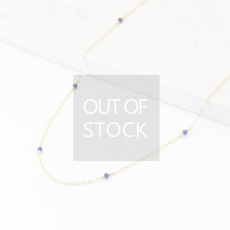 Faceted Lapis Lazuli Bead Pendant Necklace in 14K Gold Handmade Jewelry Women Accessories