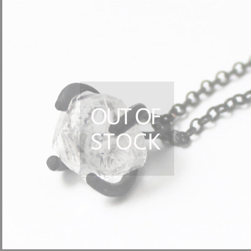 White Quartz Crystal Pendant Necklace in Vintage Silver Handmade Unique Jewelry Women and Men