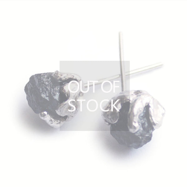 Raw Tourmaline Stud Earrings in Silver Handmade Gemstone Jewelry Women and Men