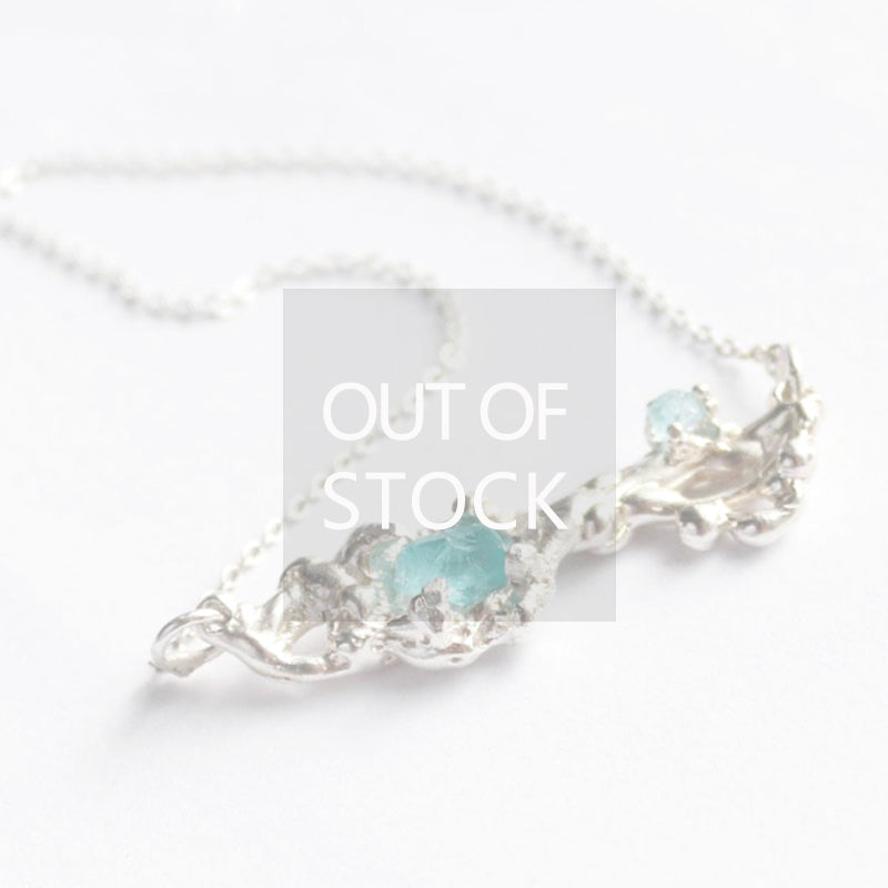 Raw Moroxite Pendant Necklace in Silver Handmade Unique Jewelry Women