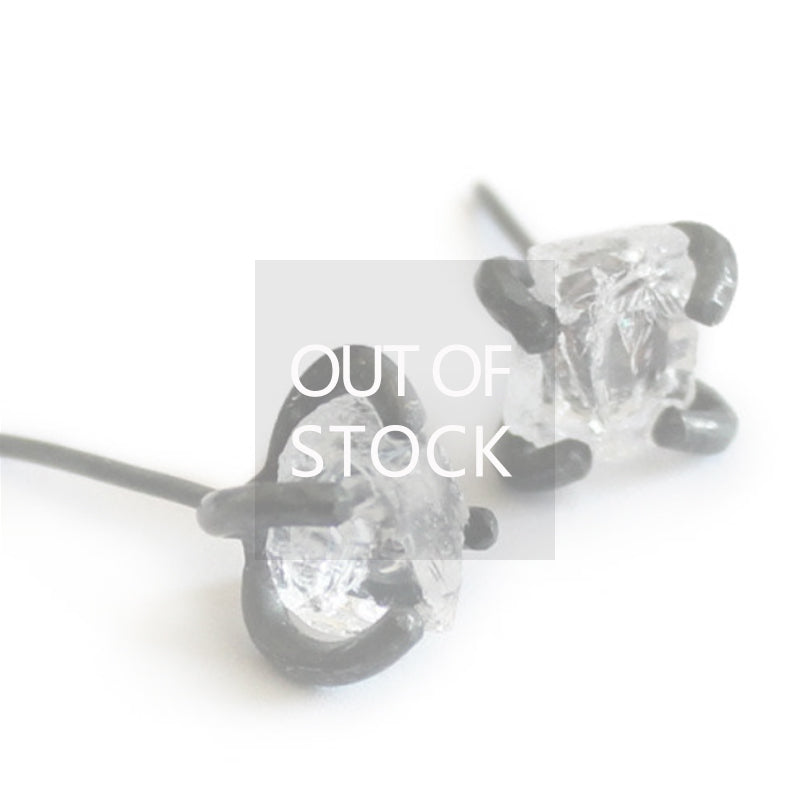 Handmade Womens White Quartz Crystal Stud Earrings in Silver for Women