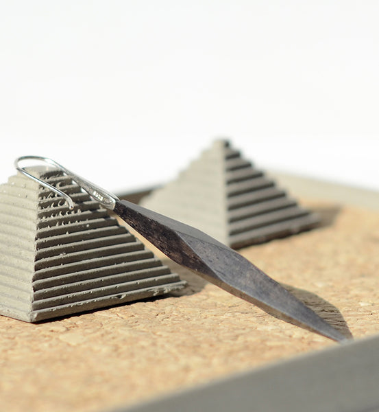 Handmade Wood Sterling Silver Drop Earrings Unique Jewelry Accessories for Women