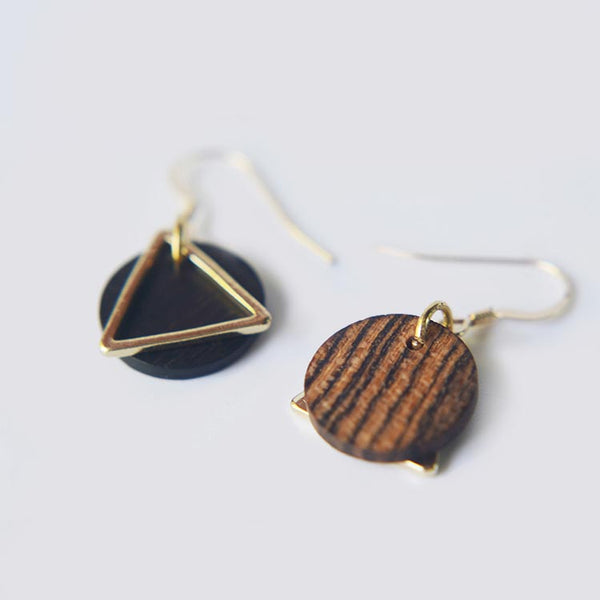 Wood Drop Earrings in Sterling Silver 14K Gold Handmade Jewelry Accessories Women