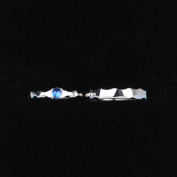 Moonstone Ring in White Gold Plated Silver Couple Jewelry Engage Ring Women Men