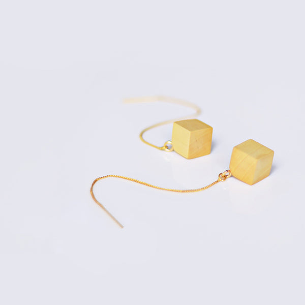 Wood Threader Earrings in Sterling Silver 14K Gold Handmade Jewelry Accessories Women
