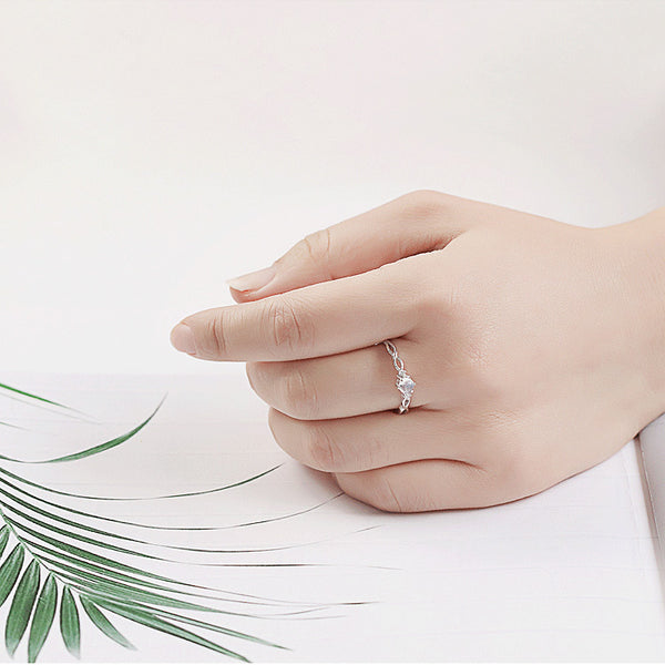 Couple Jewelry Moonstone Ring in White Gold Plated Silver Engage Ring Women Men