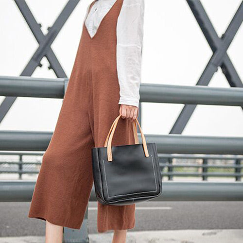 Handmade Womens Black Leather Handbags Leather Tote Bag Purse