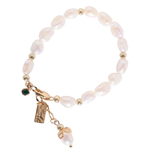 14K Gold Plated Womens Pearl Bracelet Charm Bracelets For Women Aesthetic
