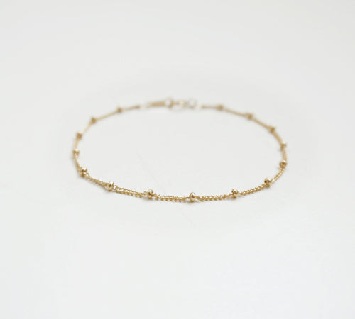 14K Gold Womens Black Spinel Beaded Bracelets Charm Bracelets for Women
