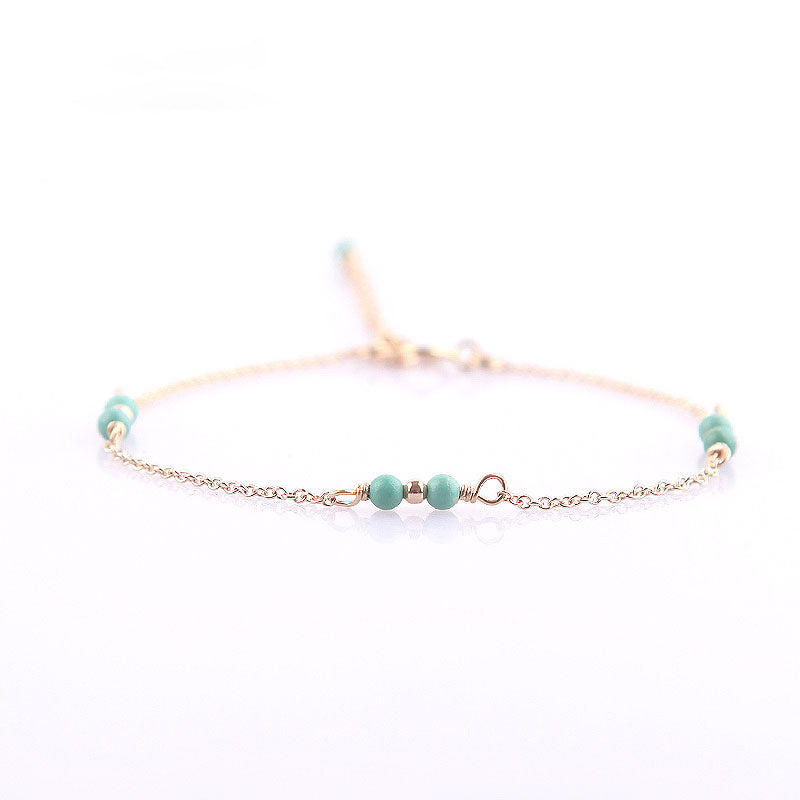 14K Turquoise Beads Bracelets December Birthstone Womens Gemstone Jewelry Accessories for Women adorable