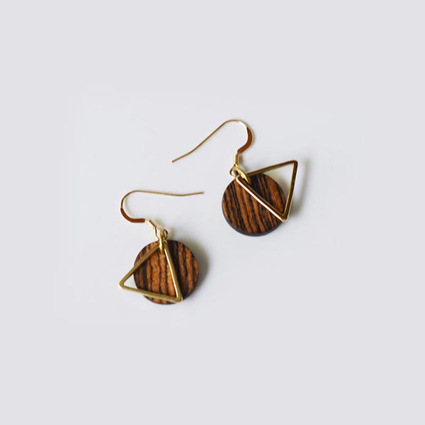 Wood Drop Earrings in Sterling Silver 14K Gold Handmade Jewelry Accessories Women