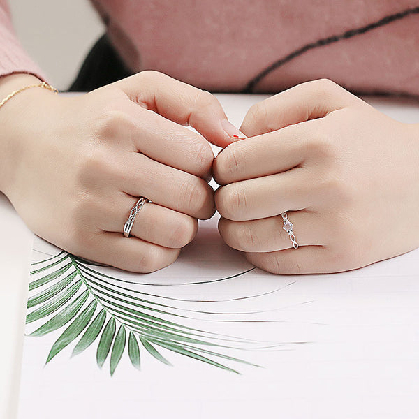 Couple Jewelry Moonstone Ring in White Gold Plated Silver Engage Ring Women Men