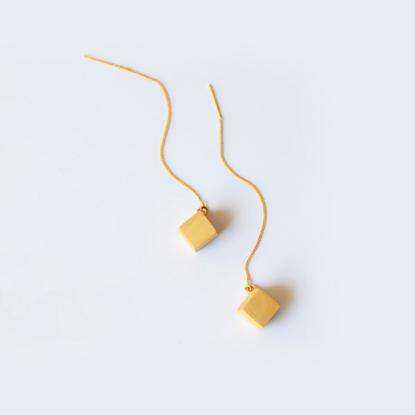 Wood Threader Earrings in Sterling Silver 14K Gold Handmade Jewelry Accessories Women