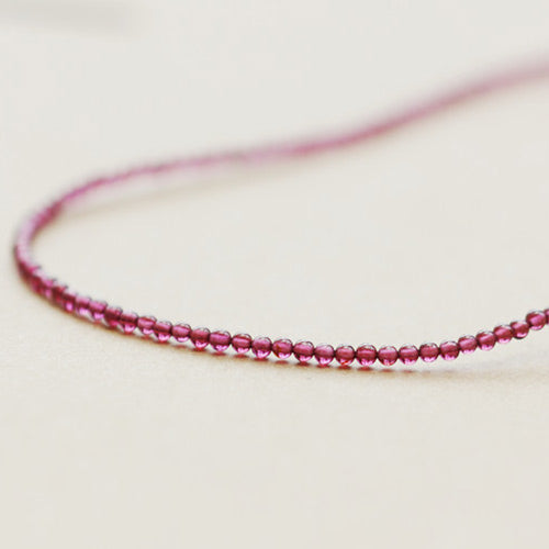 Double Strand Garnet Silver Beaded Bracelet Handmade Birthstone Jewelry for Women