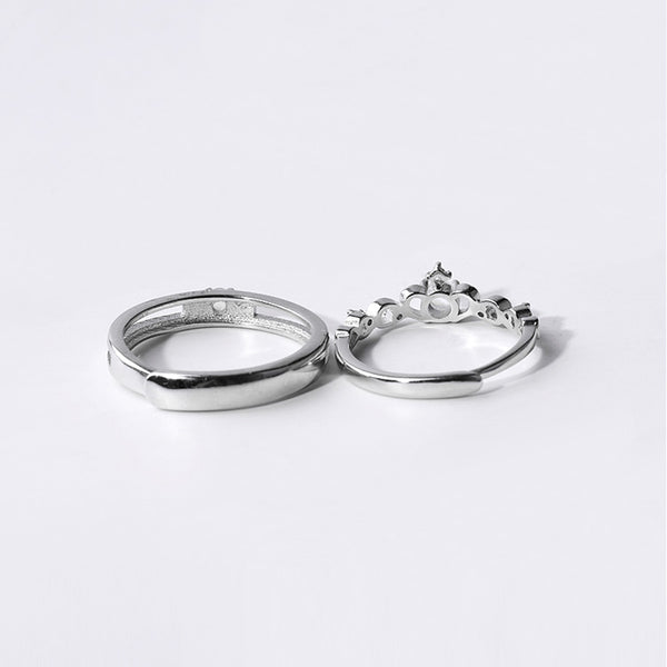 Moonstone Ring in White Gold Plated Silver Couple Jewelry Engage Ring Women Men