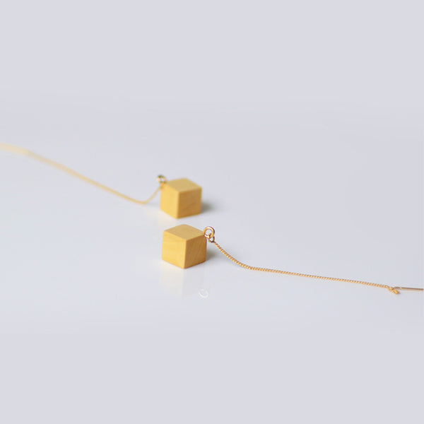 Wood Threader Earrings in Sterling Silver 14K Gold Handmade Jewelry Accessories Women