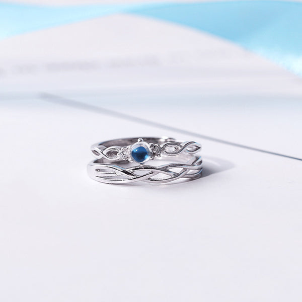 Couple Jewelry Moonstone Ring in White Gold Plated Silver Engage Ring Women Men