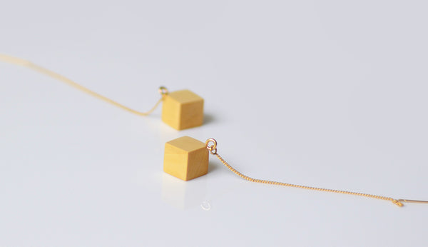 Wood Threader Earrings in Sterling Silver 14K Gold Handmade Jewelry Accessories Women