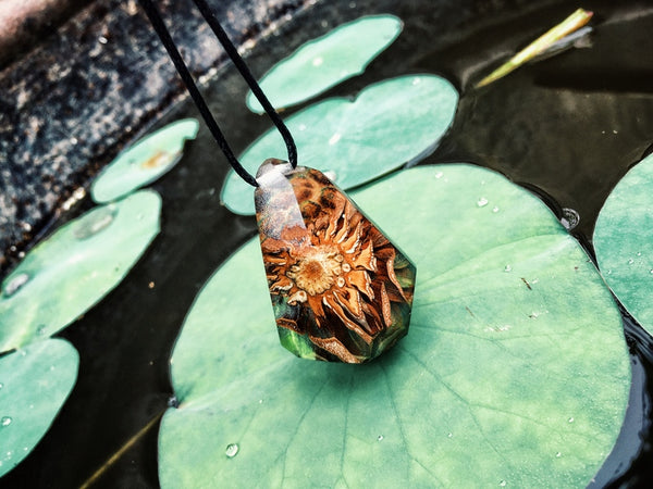 Pinecone and Resin Pendant Necklace Handmade Unique Jewelry For Women Men