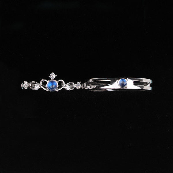 Moonstone Ring in White Gold Plated Silver Couple Jewelry Engage Ring Women Men