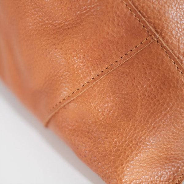 Womens Genuine Leather Bucket Bags Brown Leather Crossbody Bag