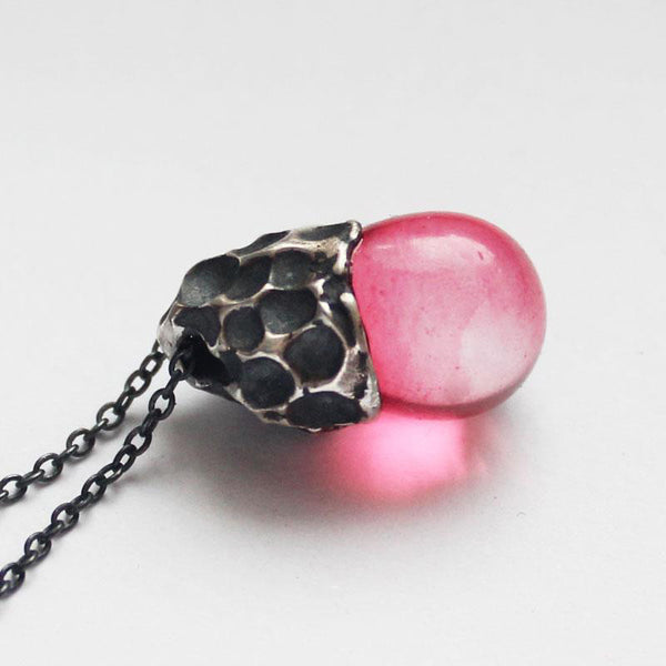 Colored Glaze Pendant Necklace in Sterling Silver Handmade Unique Jewelry Women