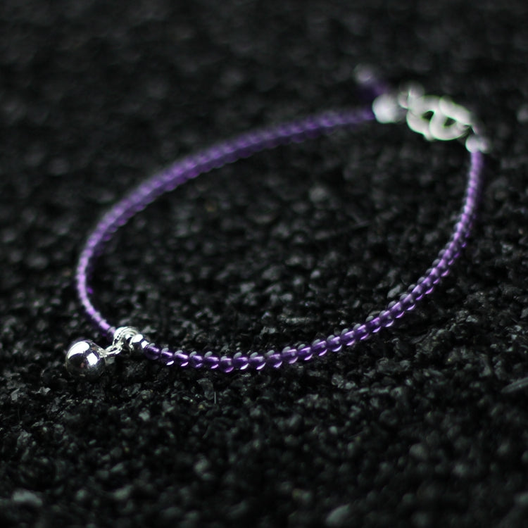 Sterling Silver Amethyst Beaded Bracelet Handmade Jewelry Accessories Women