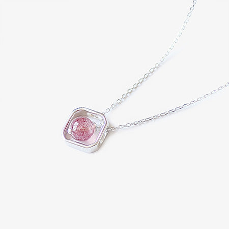 Strawberry Quartz Crystal Pendant Necklace Sterling Silver Jewelry For Women
