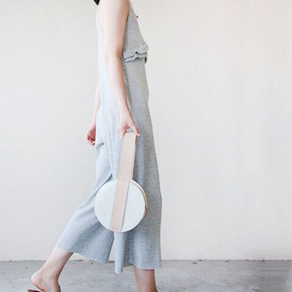 Minimalist Womens Circle Bag Purse Leather Handbags for women