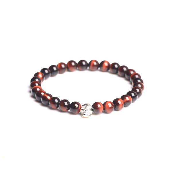 Sterling Silver Red Tigereye Bead Bracelet Jewelry Accessories Men Women