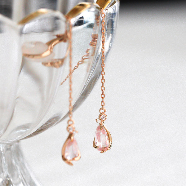 Rose Quartz Clip Earrings Drop Earrings Gold Plated Silver Jewelry For Women