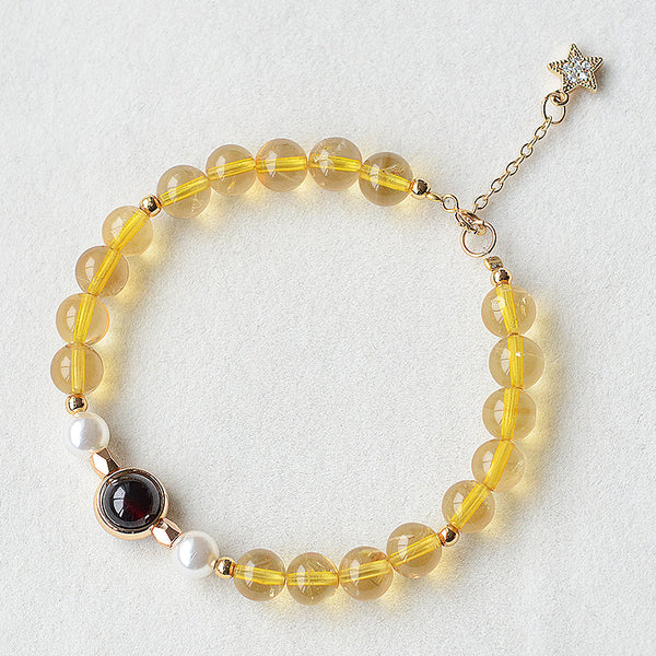 Citrine Garnet Beaded Bracelet Handmade Jewelry Accessories Women