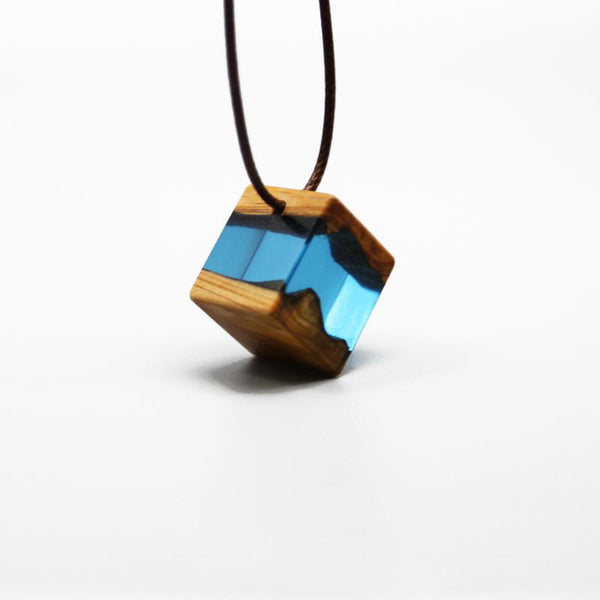 Wood Resin Pendant Necklace Handmade Unique Jewelry For Women Men