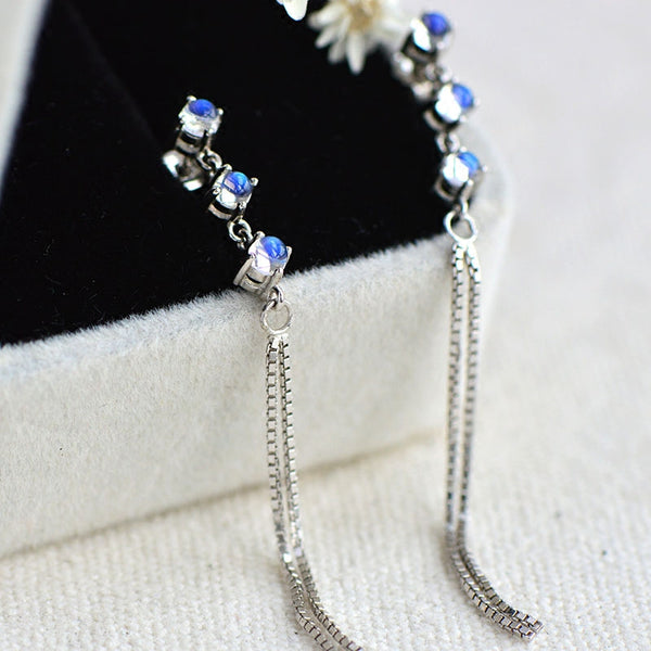 Moonstone Earrings in White Gold Plated Sterling Silver June Birthstone Jewelry For Women