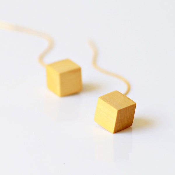 Wood Threader Earrings in Sterling Silver 14K Gold Handmade Jewelry Accessories Women