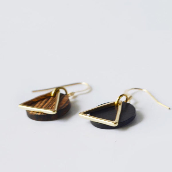 Wood Drop Earrings in Sterling Silver 14K Gold Handmade Jewelry Accessories Women