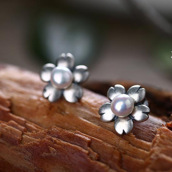 Pearl Silver Earrings June Birthstone jewelry for her