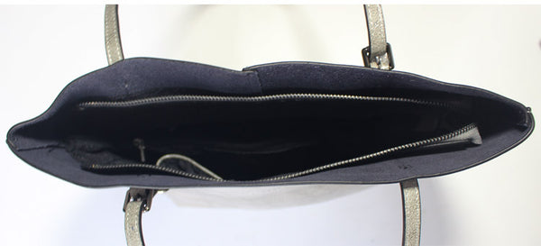 Zip Top Womens Grey Leather Shoulder Tote Bags Purse Handbags for Women