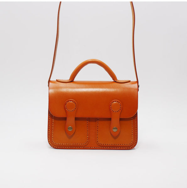 Womens Brown Leather Satchel Bag Handmade Crossbody Bag for Women
