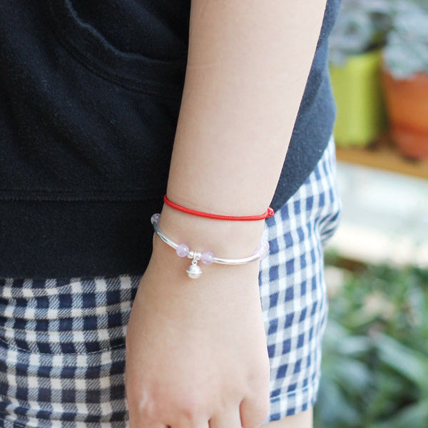 Sterling Silver Amethyst Beaded Bracelet Handmade Jewelry Accessories Women