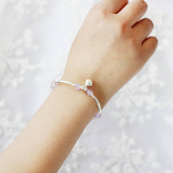 Sterling Silver Amethyst Beaded Bracelet Handmade Jewelry Accessories Women