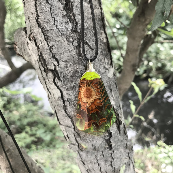 Pinecone and Resin Pendant Necklace Handmade Unique Jewelry For Women Men