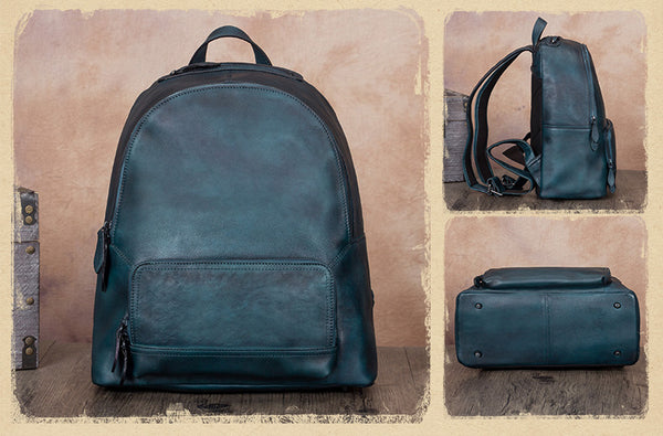 14 Inch Women's Leather Laptop Backpack Purse Book Bags for Women Cowhide