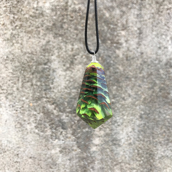 Pinecone and Resin Pendant Necklace Handmade Unique Jewelry For Women Men