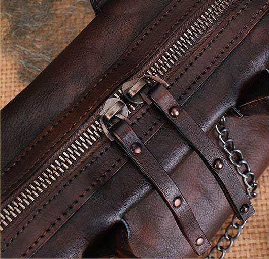 Womens Black Studded Handbag Genuine Leather Crossbody Bags