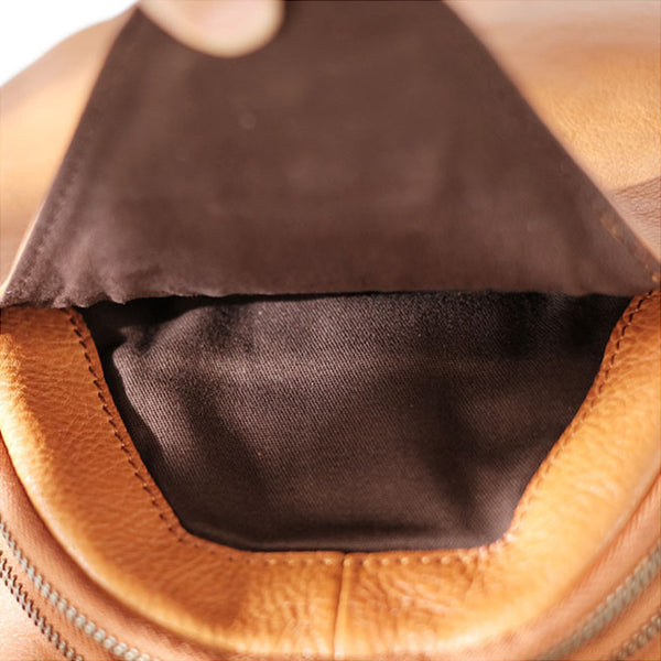 Cool Ladies Brown Leather Backpack Purse Small Rucksack For Women