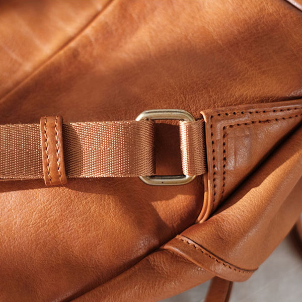 Cool Ladies Brown Leather Backpack Purse Small Rucksack For Women